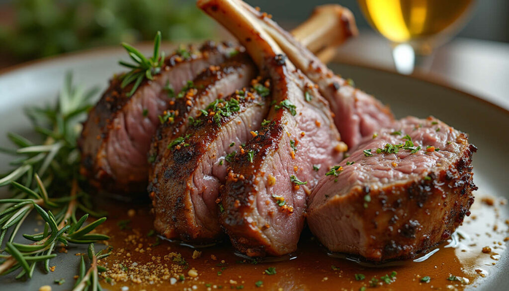 Gigot d&rsquo;agneau en marinade d&rsquo;herbes aromatiques