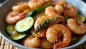 Gambas grillées aux légumes du soleil : recette savoureuse