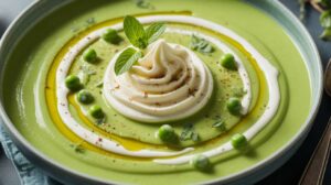 Velouté glacé de petits pois au fromage fouetté : la recette parfaite
