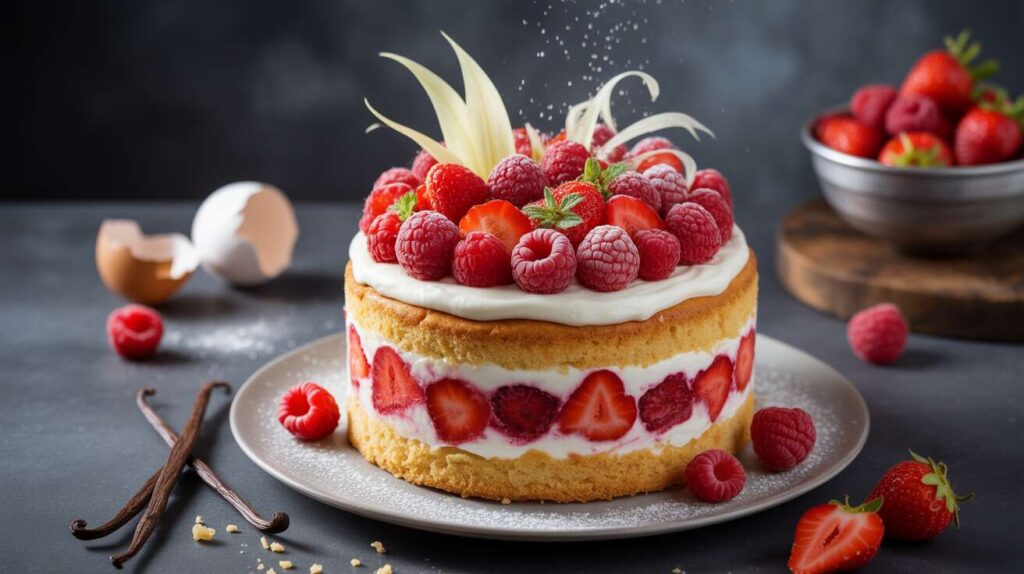 Layer cake léger aux framboises, fraises et chantilly light : une gourmandise légère