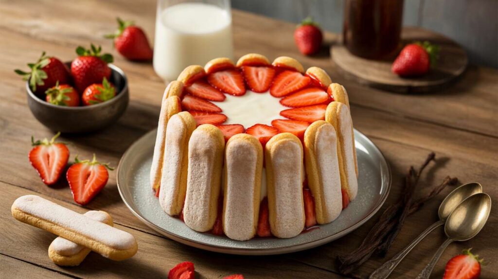 Charlotte légère aux fraises et crème fouettée