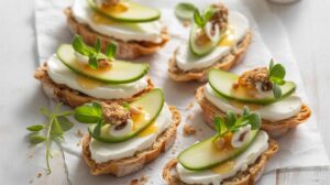 Tartines poire, roquette et fromage frais : recette gourmande
