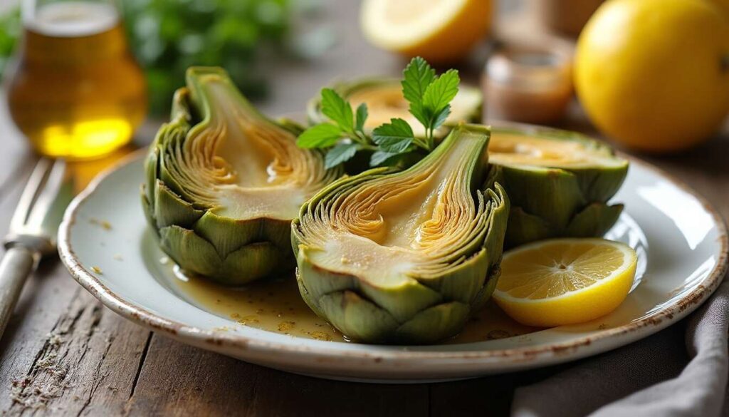 Artichauts légers : recette à la vapeur de citron et vinaigrette moutardée