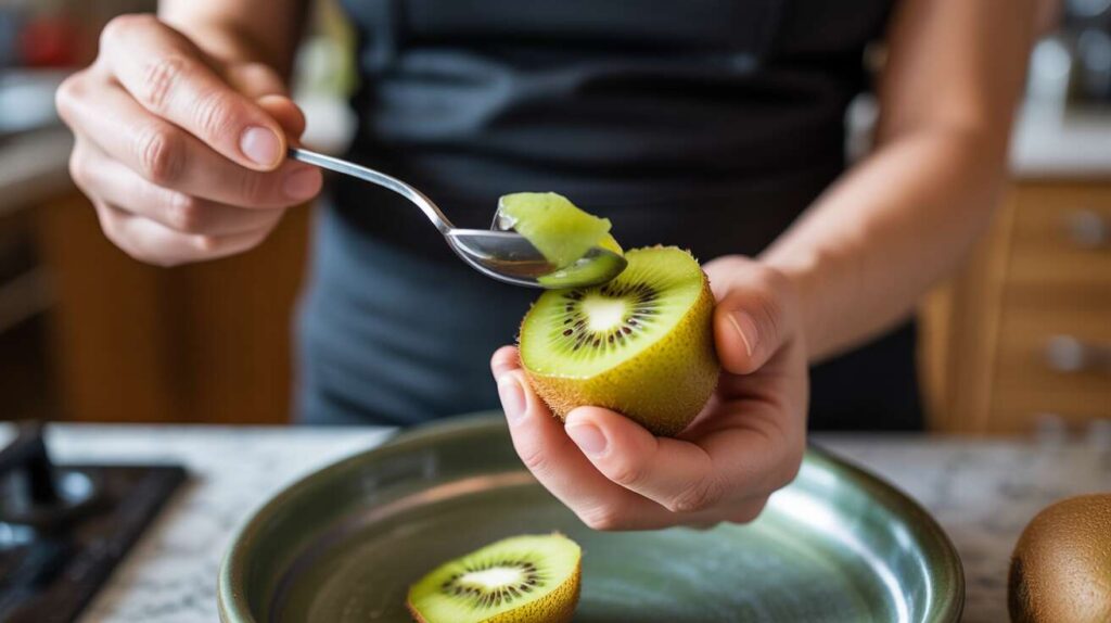 Éplucher un kiwi facilement sans en perdre la moitié : la technique simple et rapide avec une cuillère