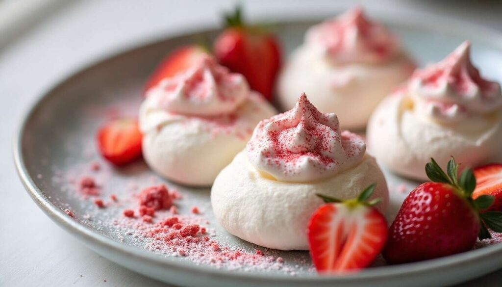 Dessert : meringue légère et chantilly aux fraises
