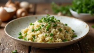 Recette facile : risotto léger aux asperges, champignons et parmesan