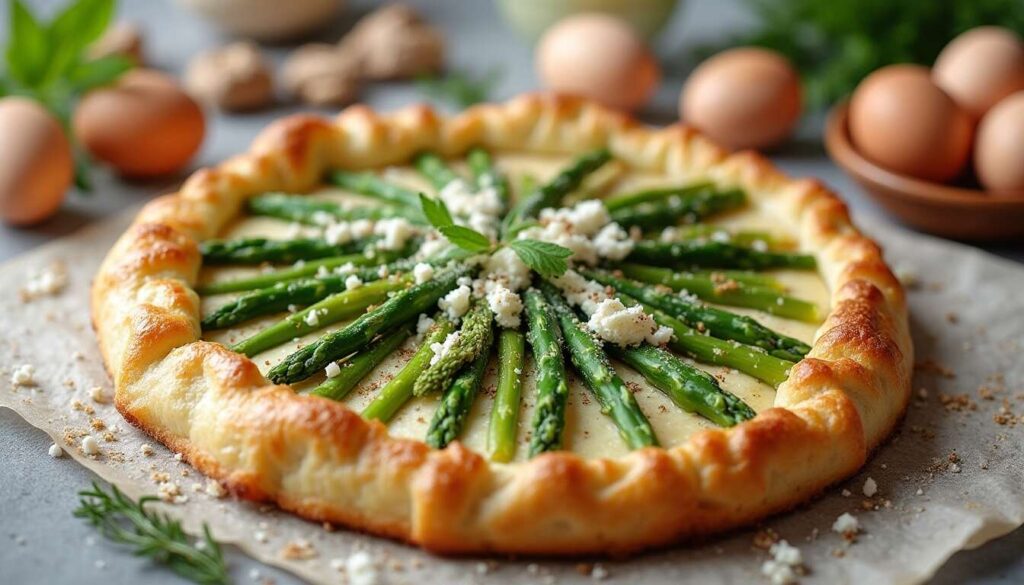 Tarte aux asperges et chèvre frais : recette savoureuse