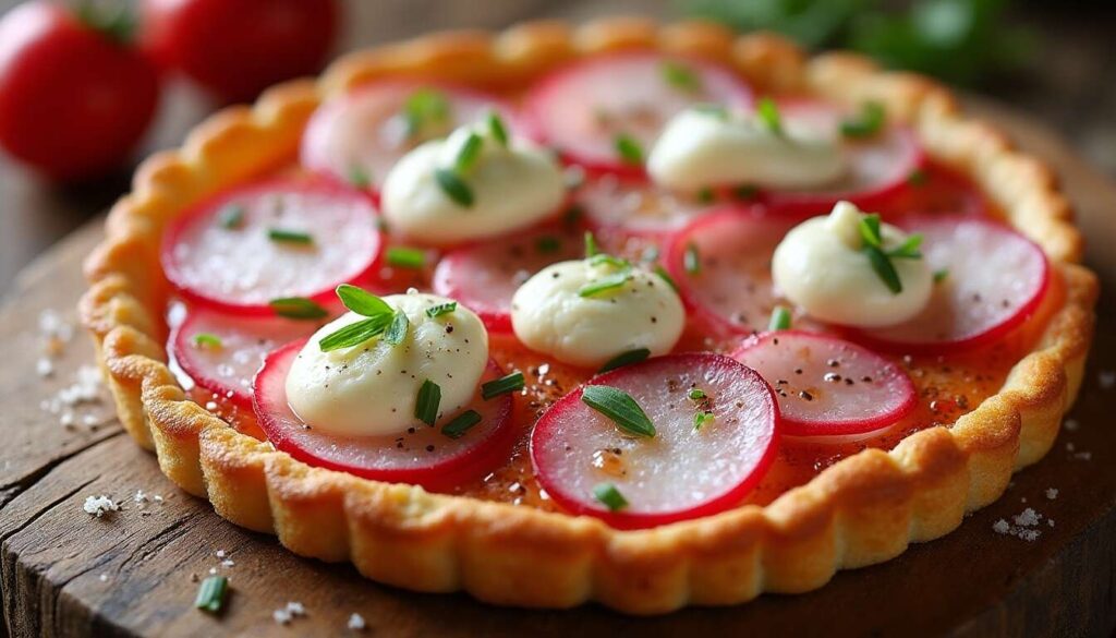 Tarte fine aux radis : recette sauce fromage frais