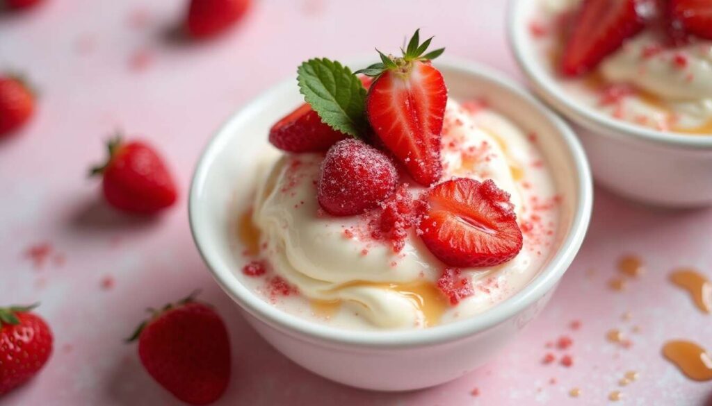 Crème glacée légère aux fraises sans sorbetière
