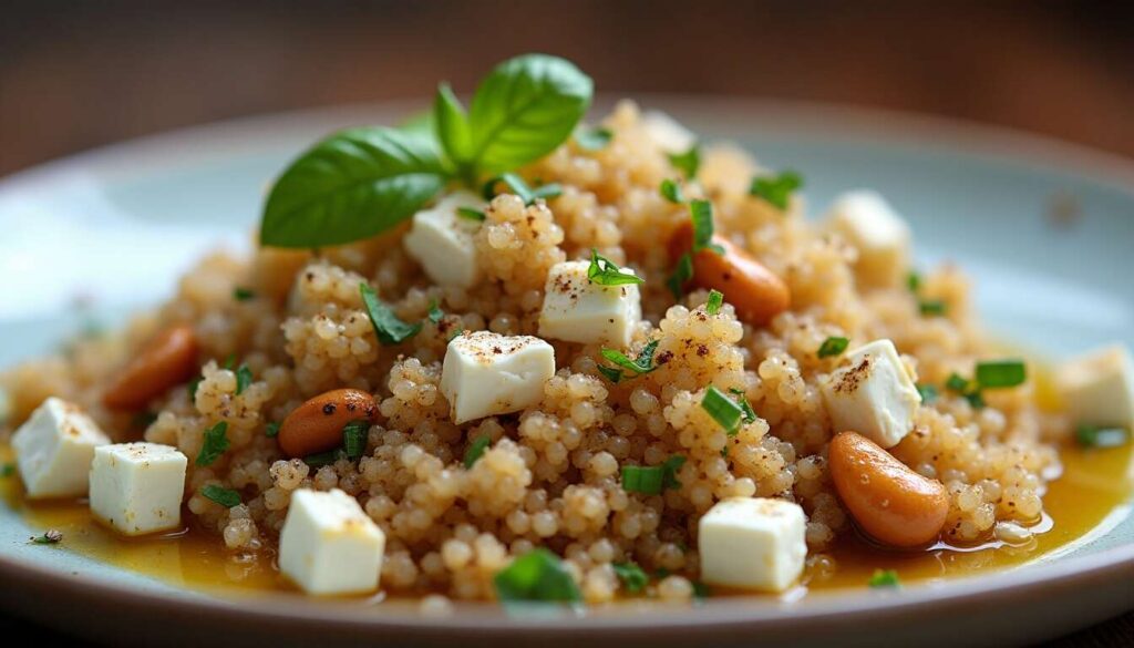 Salade de quinoa au chèvre et noix de cajou : recette gourmande
