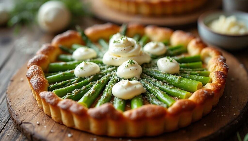Tarte légère aux asperges et fromage frais