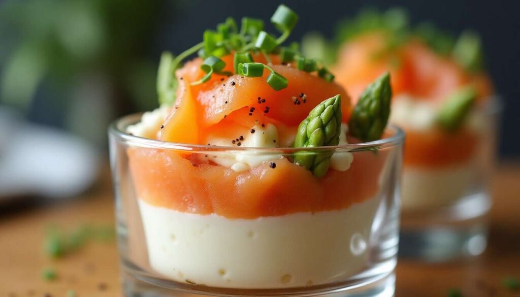 Verrines au fromage frais, asperges blanches et saumon fumé : une recette gourmande