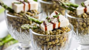 Recette de Verrines aux Lentilles, asperges et Fromage Frais