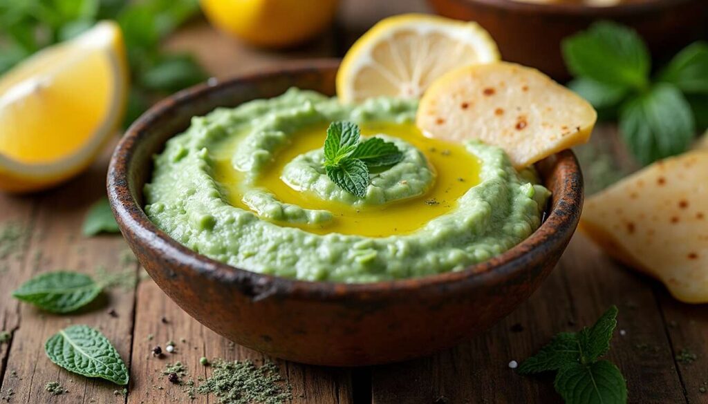 Dip de fèves, petits pois, menthe et fromage de brebis : recette savoureuse