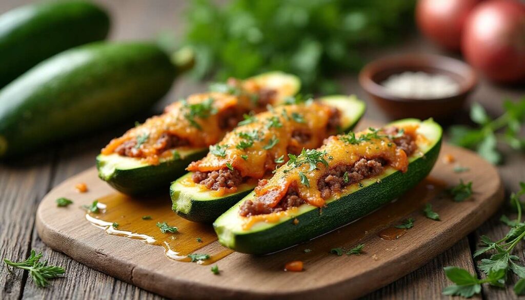Courgettes farcies express à la viande hachée et herbes : un plat complet et savoureux sans y passer des heures