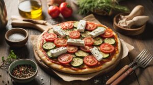 Pizza tomates, courgette et fromage de chèvre : recette savoureuse et simple