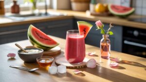 Smoothie léger à la pastèque et eau de rose : recette rafraîchissante