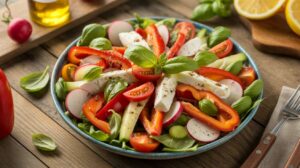 Salade Estivale : poivrons, radis, tomates et Fromage Frais