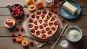 Recette : clafoutis framboises, abricots et fromage frais