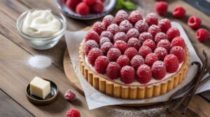 Tarte légère aux framboises et mascarpone : recette gourmande et facile