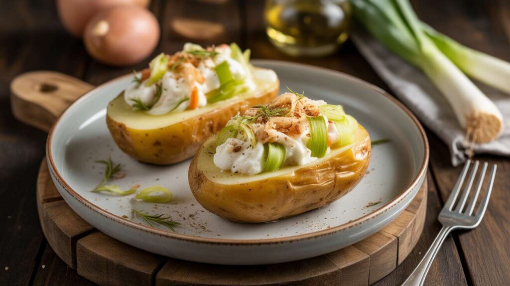 Pommes de terre farcies aux poireaux et fromage frais : la recette savoureuse