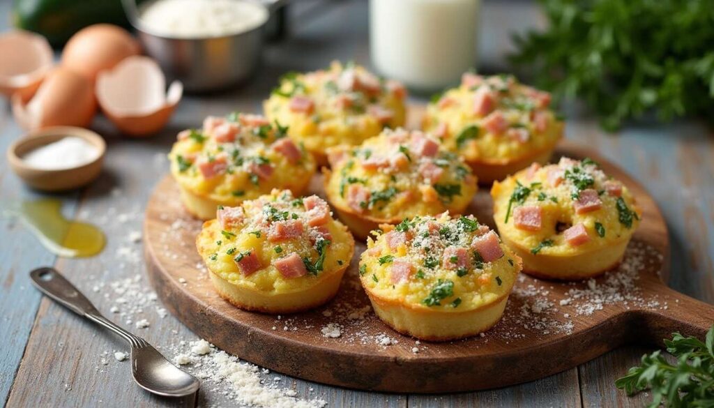 Mini-cakes courgettes, jambon & parmesan : recette gourmande