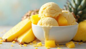 Crème glacée exotique à l’ananas et mangue : recette légère et savoureuse