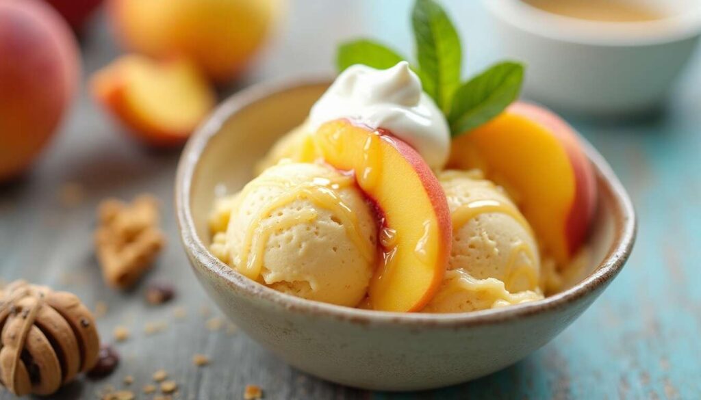 Glace légère à la pêche sans sorbetière : recette facile et rafraîchissante