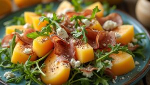 Salade de melon, jambon cru et fromage de brebis : recette estivale savoureuse