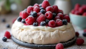 Pavlova aux fruits rouges et fromage frais : la recette gourmande
