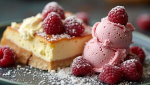 Glace au fromage frais, framboises et financiers : recette gourmande