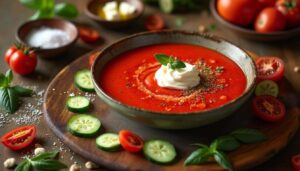 Gaspacho et chantilly de chèvre frais : recette gourmet