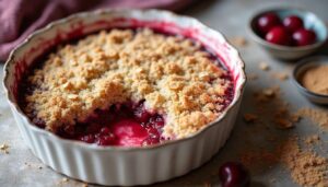 Crumble léger aux cerises : recette gourmande et facile