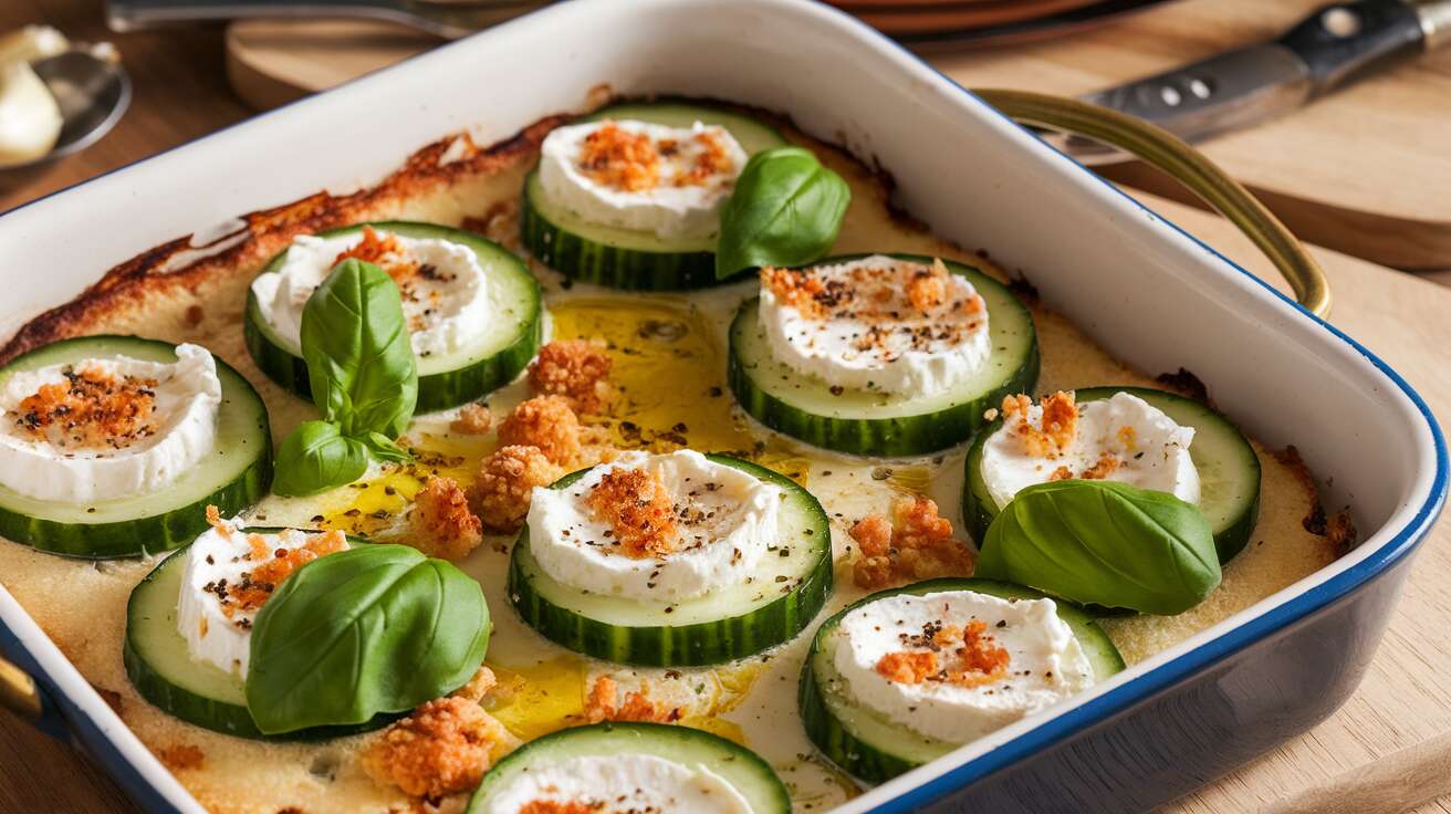 Recette de gratin d&rsquo;été : concombre, chèvre léger, basilic