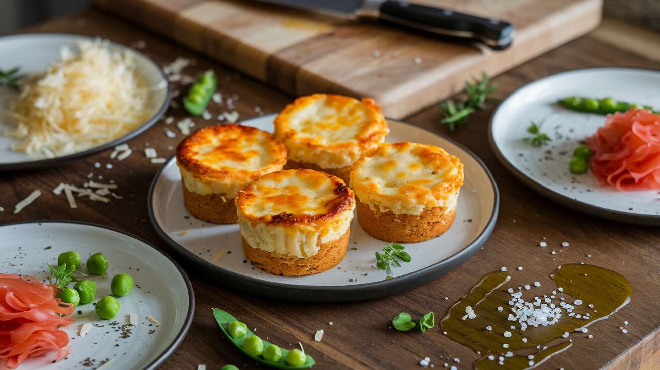 Recette de mini-cakes au fromage, surimi et petits pois