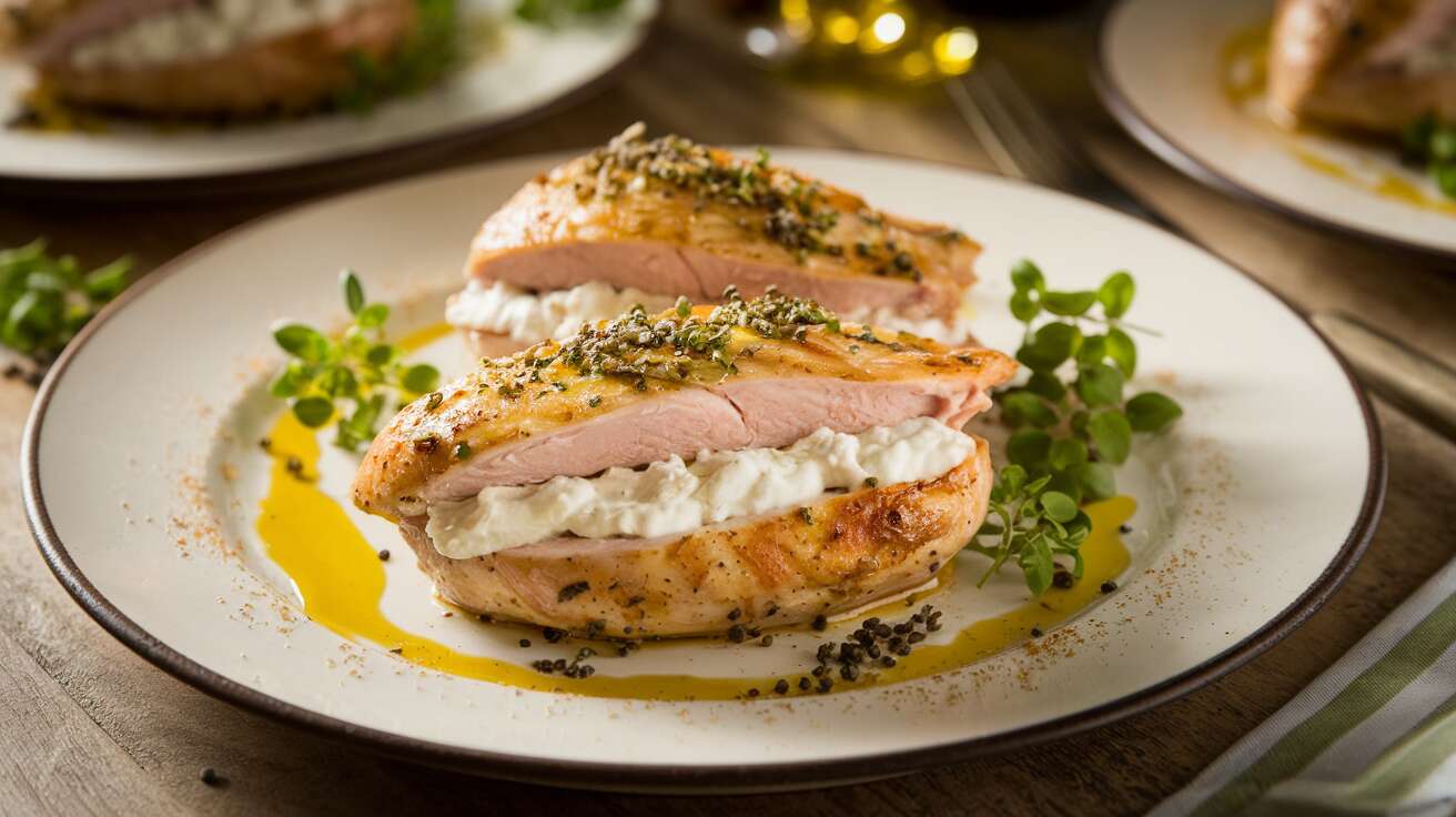 Suprêmes de poulet farcis au fromage : recette savoureuse