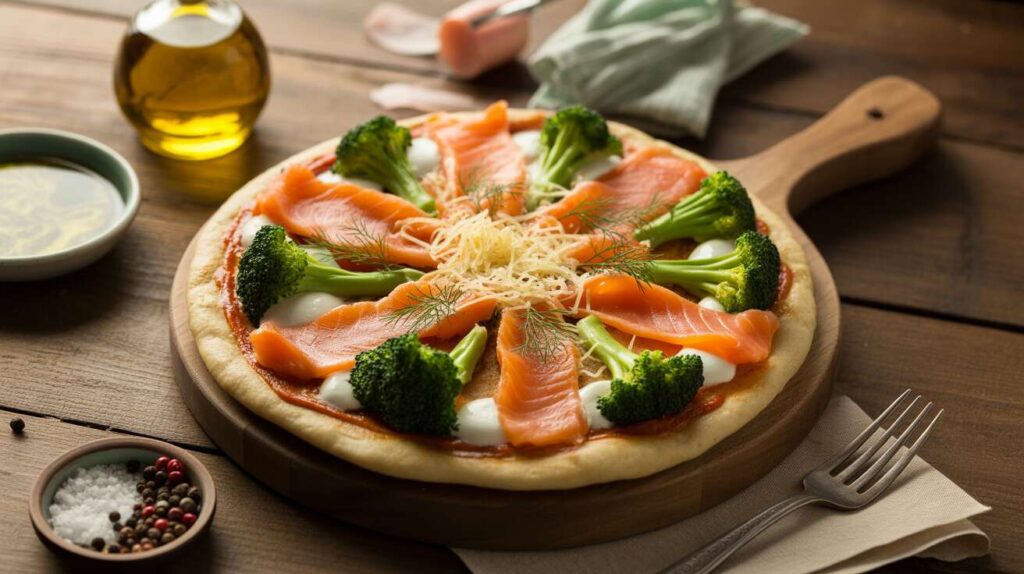 Pizza légère au saumon et brocoli : recette facile et savoureuse
