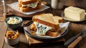 Croque-monsieur brioché : recette au bleu et confit d'oignons