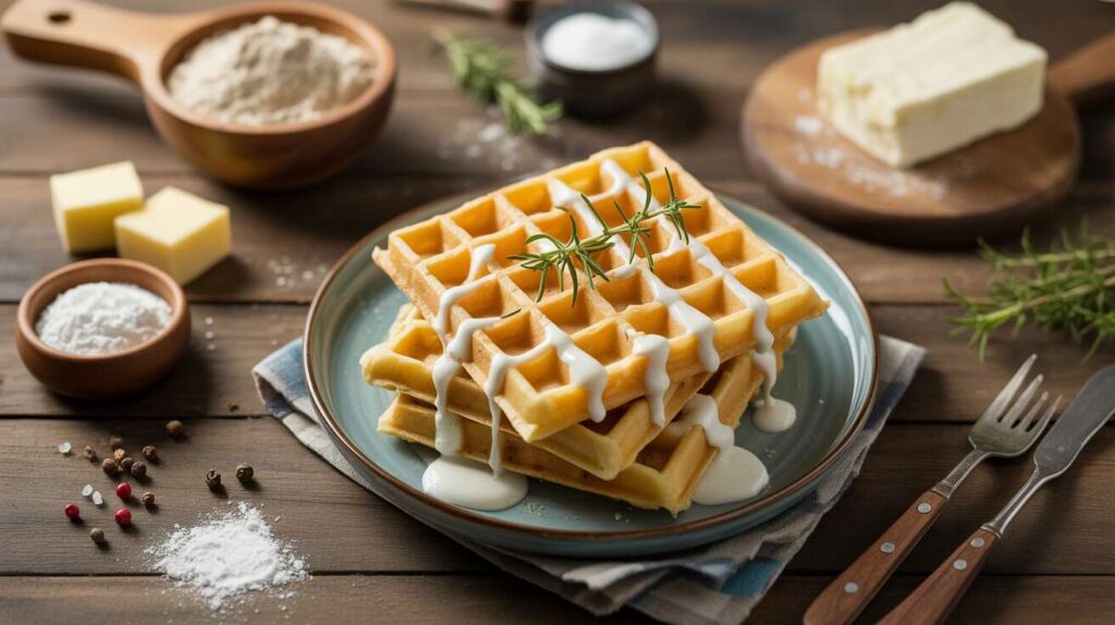 Recette de gaufres salées aux herbes et chèvre frais