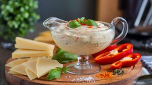 Sauce apéro : fromage frais, poivron et basilic