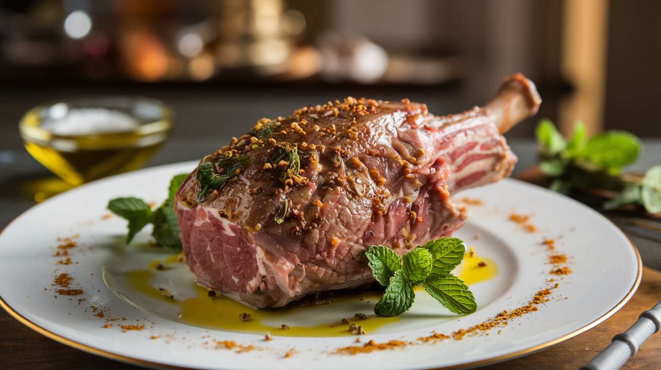 Épaule d’agneau légère à la vapeur mentholée
