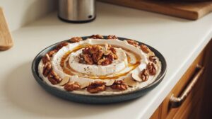Dip crémeux au fromage de chèvre, noix et amandes