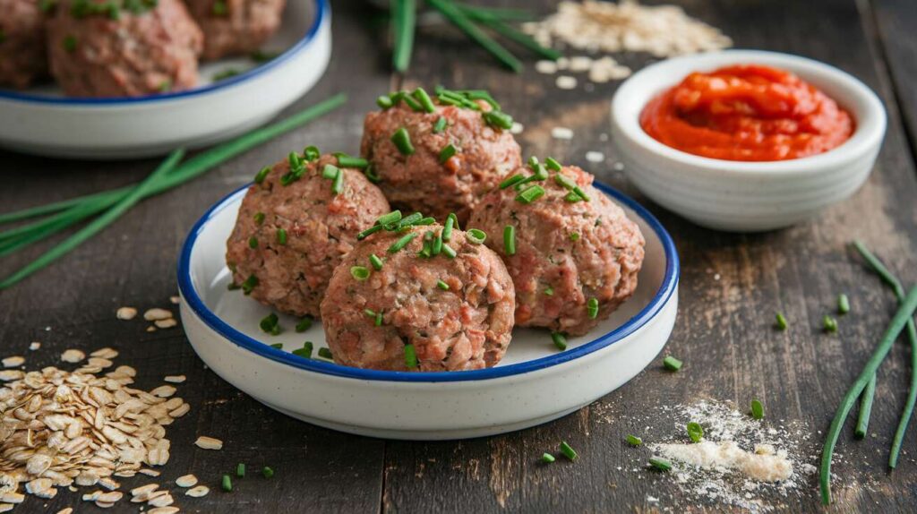 Boulettes de bœuf légères à la tomate, ciboulette et son d&rsquo;avoine