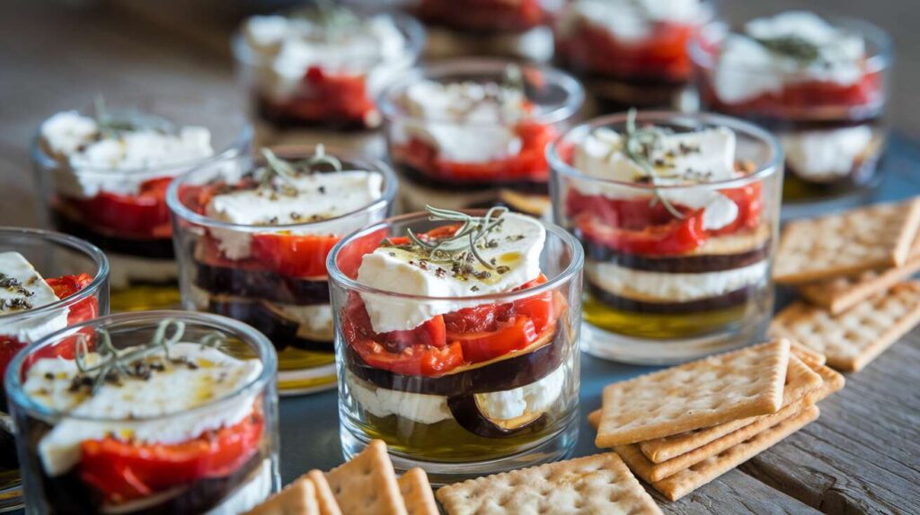 Verrines de Légumes Confits au Fromage Frais et Crackers : recette Gourmande