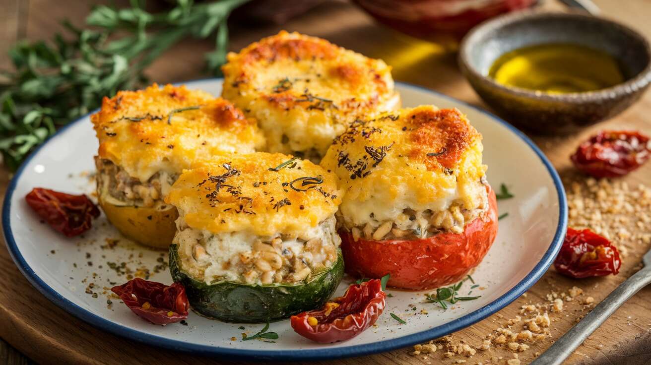 Petits farcis gratinés au fromage de chèvre : recette savoureuse
