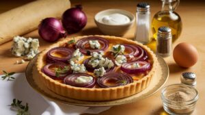 Tarte aux oignons rouges et fromage bleu : recette délicieuse et facile