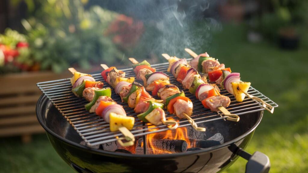 L'astuce pour des brochettes qui ne collent pas fini les ingrédients désagrégés sur le grill