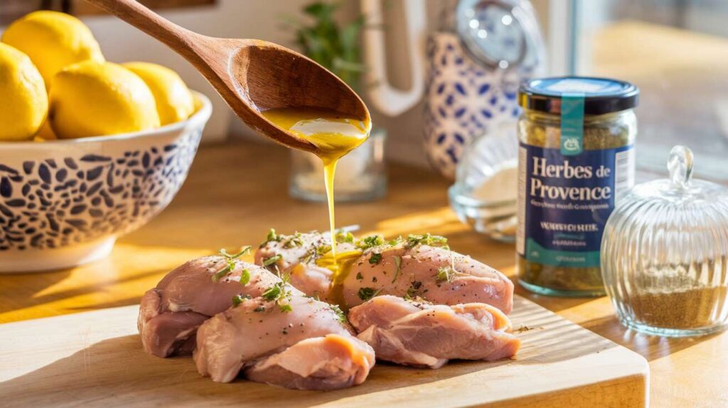 Poulet mariné au citron et herbes : parfait pour le BBQ juteux