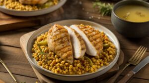 Dinde grillée et couscous perlé curry : la recette saine et rapide