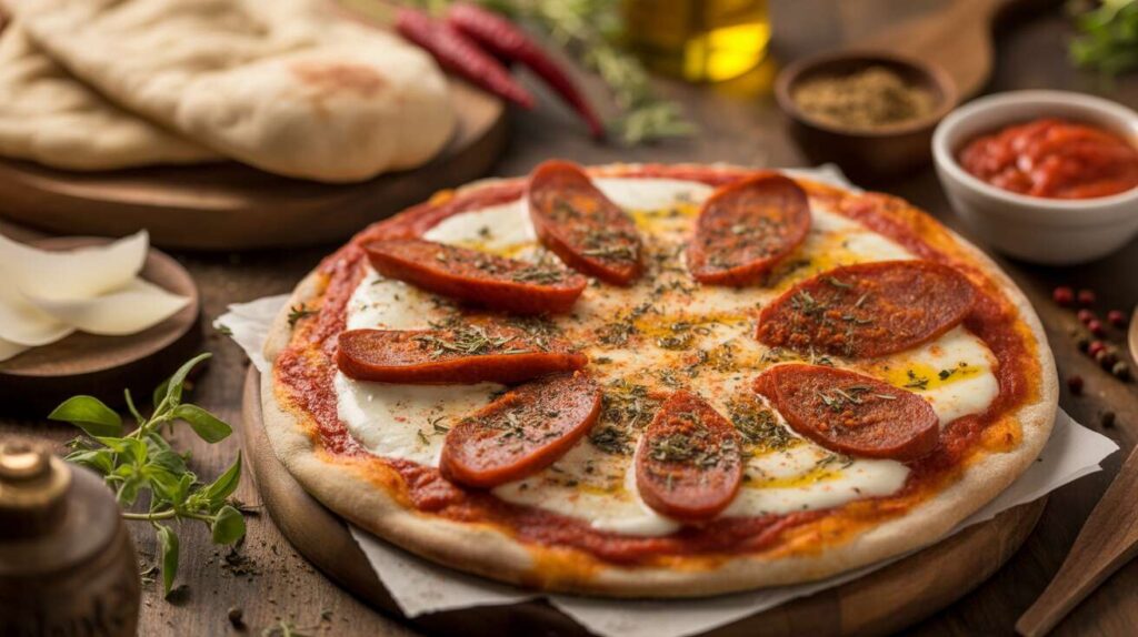 Pizza naan diavola au chorizo : la recette facile et rapide
